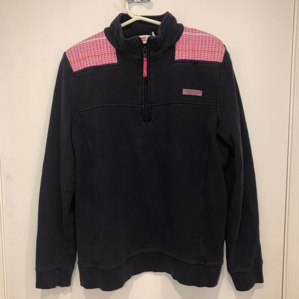 Navy Shep shirt sweatshirt shoulder patches small